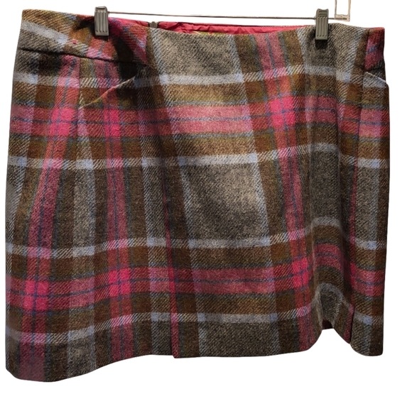 Boden Dresses & Skirts - Boden British Tweed Wool Plaid Clueless Y2K Style Mini Skirt Pink & Gray Size 14